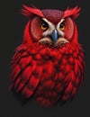 Cosmic Gaze: Realistic Red Owl T-Shirt Illustration