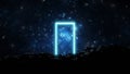 Cosmic glowing portal doorway among stones in space. Stars, planets, nebulae and galaxies on the background of a portal in space. Royalty Free Stock Photo
