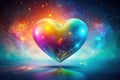A cosmic heart celestial orb of love and light in a sparkling galaxy. Generative AI Royalty Free Stock Photo