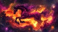 Cosmic Horse Nebula Fire Galaxy Art Print Royalty Free Stock Photo