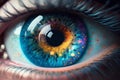 Cosmic human eye in close range. Generative ai design