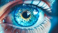 Cosmic human eyes in close range light blue, generative AI Royalty Free Stock Photo