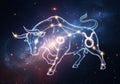 A cosmic illustration of the Taurus constellation rendered as a Royalty Free Stock Photo