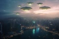 Cosmic invaders, Aliens\' spacecraft descends upon bustling coastal city