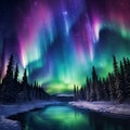 Cosmic Kaleidoscope: A Spectacular Symphony of Northern Lights Royalty Free Stock Photo