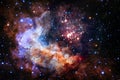 Cosmic landscape, colorful science fiction wallpaper with endless outer space