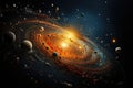 Cosmic landscape with galaxies, planets and stars in space Royalty Free Stock Photo
