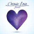 Cosmic love concept, heart with night sky and stars. Love card illustration