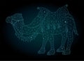 Cosmic low poly art with blue shiny camel