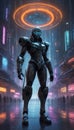 Cosmic Minuet: Cyberpunk Hacker\'s Galactic Dance. Generative AI