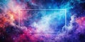 Cosmic nebula background with a rectangular frame for text or design elements. Generative AI Royalty Free Stock Photo