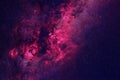 Cosmic nebula, deep space. In pink, with stars. Elements of this image were furnished by NASA Royalty Free Stock Photo