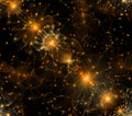Cosmic Nebula Golden Dust and Celestial Fire Royalty Free Stock Photo