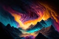 Cosmic Nebula-Like Color Waves Abstract Background, Generative AI
