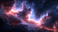 Cosmic Nebula with Red and Blue Glowing Clouds Royalty Free Stock Photo