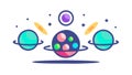 Cosmic Orbs Universal Connection, Abstract Space Systems Art, vector design Generative AI Royalty Free Stock Photo