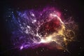 Cosmic Particles and Plexus Data Visualization on Digital Background. Perfect for Science Presentations.