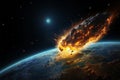 Cosmic peril an approaching meteorite hurtles toward our vulnerable Earth