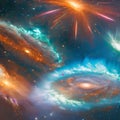 A cosmic phenomenon where galaxies collide, forming breathtaking displays of cosmic fireworks5, Generative AI