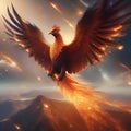 A cosmic phoenix rising from the fiery birth of a new star, its wings ablaze with stellar flames5