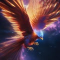A cosmic phoenix with wings of pure energy, rising from the heart of an exploding star2