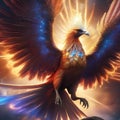 A cosmic phoenix with wings of pure energy, rising from the heart of an exploding star1