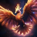 A cosmic phoenix with wings of pure energy, rising from the heart of a supernova1