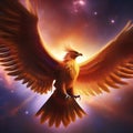 A cosmic phoenix with wings of solar flares, soaring through the cosmic storms of a gas giant3