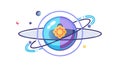 Cosmic Planet with Orbiting Ring, Astronomy and Space Exploration Icon. vector design Generative AI Royalty Free Stock Photo