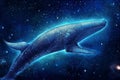 Cosmic pliosaurus swimming in space. Godlike creature, awe inspiring, dreamy digital illustration. Generative ai