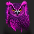 Cosmic purple owl illustration tshirt design and black background