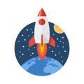 Cosmic rocket and exploration icon Royalty Free Stock Photo