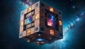 Cosmic Rubik's Cube Structure Royalty Free Stock Photo