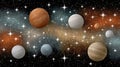Cosmic scene featuring various planets in starry space background, showcasing beauty of universe Royalty Free Stock Photo
