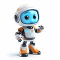 Cosmic Service Robot: Cute 3d Rendering On White Background Royalty Free Stock Photo