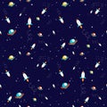 Cosmic space planet doodle pattern background Royalty Free Stock Photo
