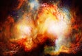 Cosmic space and stars, color cosmic abstract background. Fire effect in space.