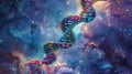 Cosmic spiral DNA of space, soaring through the starry space of space Royalty Free Stock Photo