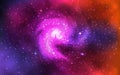 Cosmic spiral galaxy. Realistic color space background with nebula, stardust and shining stars. Universe with colorful Royalty Free Stock Photo