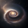 Cosmic spiral in space with stars and galaxies. 3D rendering