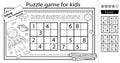 Cosmic sudoku puzzle. Logic puzzle for kids. Education game for children. Astronaut in space. Coloring Page. Worksheet vector