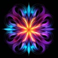 Cosmic Symbolism: Abstract Flower With Vibrant Colors And Mystic Energy