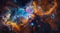 Cosmic Symphony: A Vibrant Display of Colorful Nebulae, Stars, and Supernovae in the Night Sky - Perfect as a Background