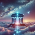 Cosmic Temple of Intelligence with Luminous Data Columns Royalty Free Stock Photo