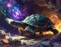 Cosmic Turtle Reading in a Cave Royalty Free Stock Photo