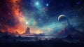 Cosmic Wonders: A Fascinating Galaxy with Nebulae and Planetary Landscapes. Generative ai