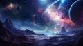 Cosmic Wonders: A Fascinating Galaxy with Nebulae and Planetary Landscapes. Generative ai