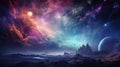 Cosmic Wonders: A Fascinating Galaxy with Nebulae and Planetary Landscapes. Generative ai