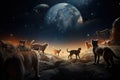 cosmic zoo, with a herd of felines walking among the stars