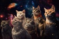 cosmic zoo, with a herd of felines walking among the stars